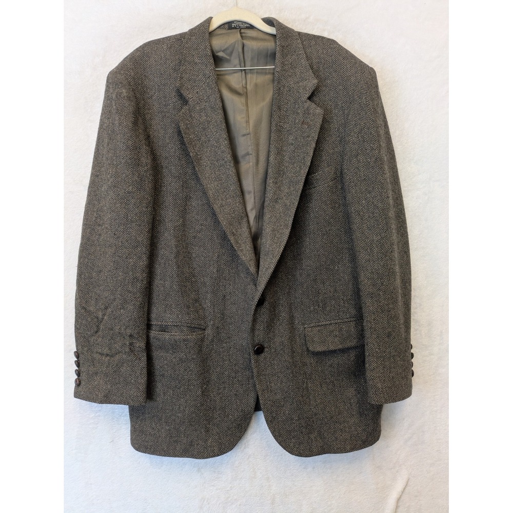 Ross & Cromarty Blazer Men's 42R Gray Herringbone 100% Wool Sport Coat 2-Button‎